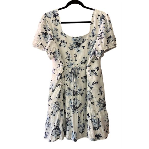 Maurices floral short puffy sleeve babydoll ruffle hem mini dress - Picture 2 of 9